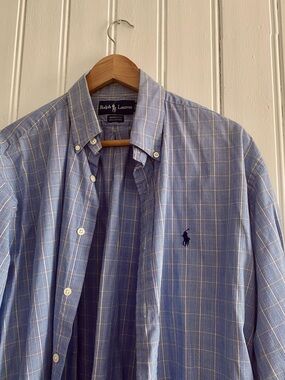 RALPH LAUREN VINTAGE Yarmouth cotton button down blue/yellow size large